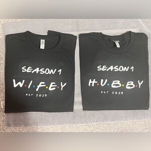 Set of 2 t shirts customized any size newlyweds friends theme